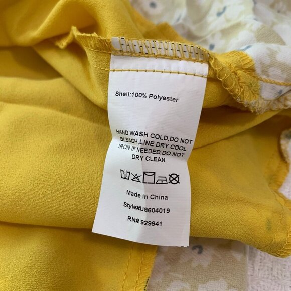 NEW Suzanne Betro yellow floral ruffle faux wrap knee length stretch dress - Picture 8 of 10